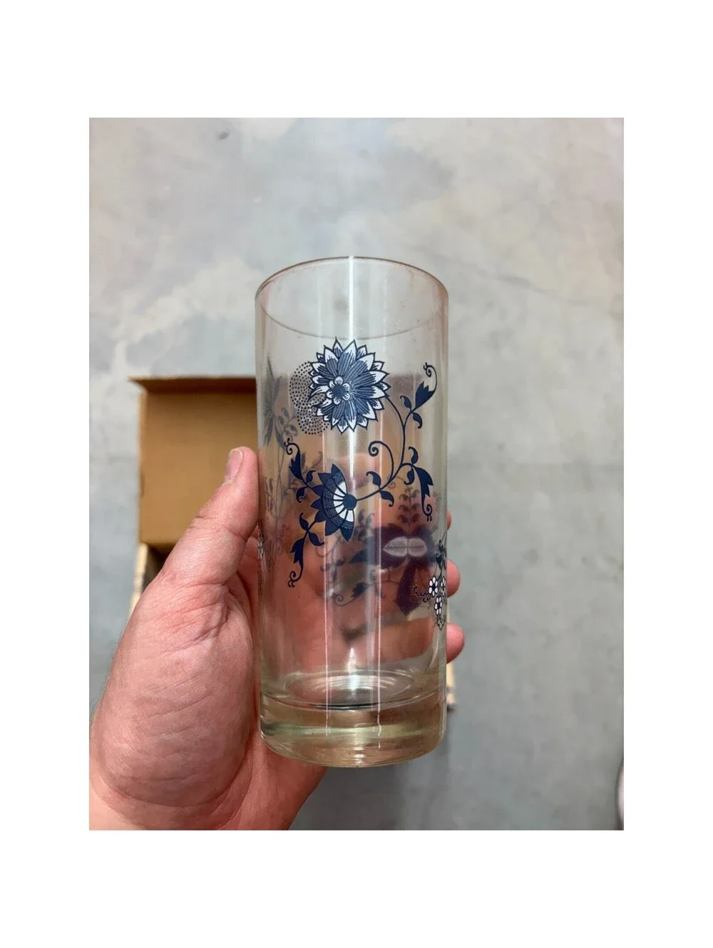 Blue Danube Glassware 15 oz Cooler Tumblers – Set of 4 w/ Box Blue Floral Onion